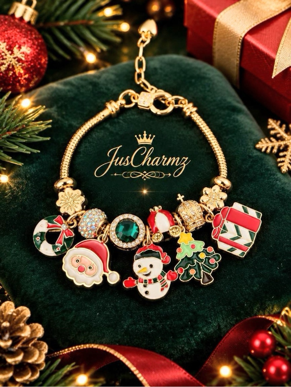 Festive Snowman Christmas Charm Bracelet